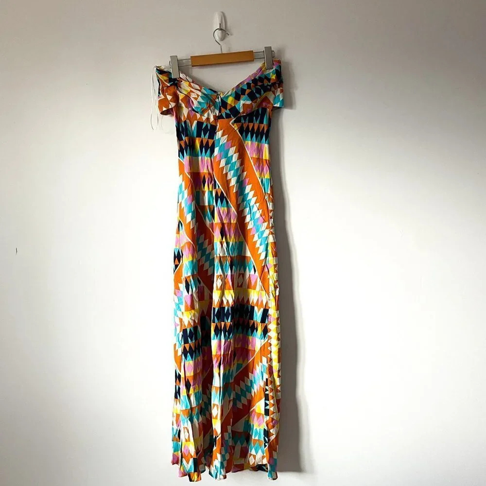 Zara Geometric Printed Strappy Halter Midi Dress NWOT Size Medium Blogger Fav - Picture 10 of 12